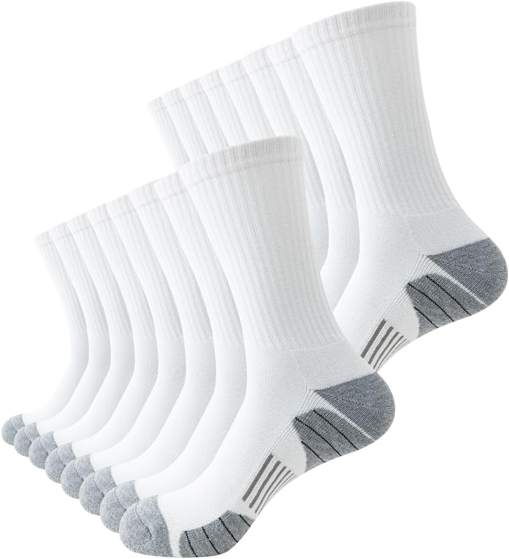 JOYNÉE 8 Pairs Mens Athletic Crew Socks Cushion Running Work Breathable Outdoor Socks for Men