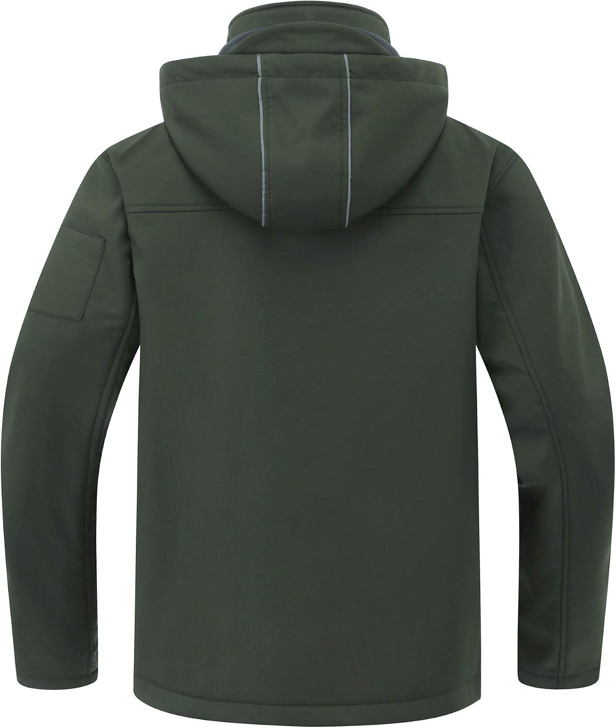 CREATMO US Men's Softshell Military Jacket With Removable Hood, Fleece Lined and Water Repellent Outdoor Reflective Coat