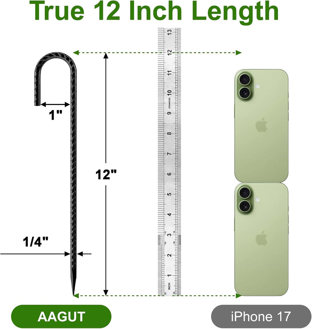 AAGUT Rebar Stakes 12 Inch J Hook, Premium Anti-Rust Tent Stakes for Canopy