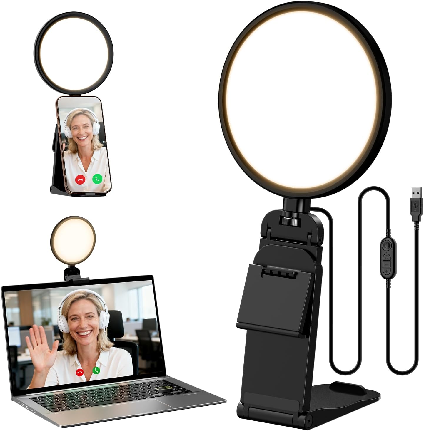 5" Ring Light for Computer, Eye-Care Lighting for Zoom Meetings, Streaming