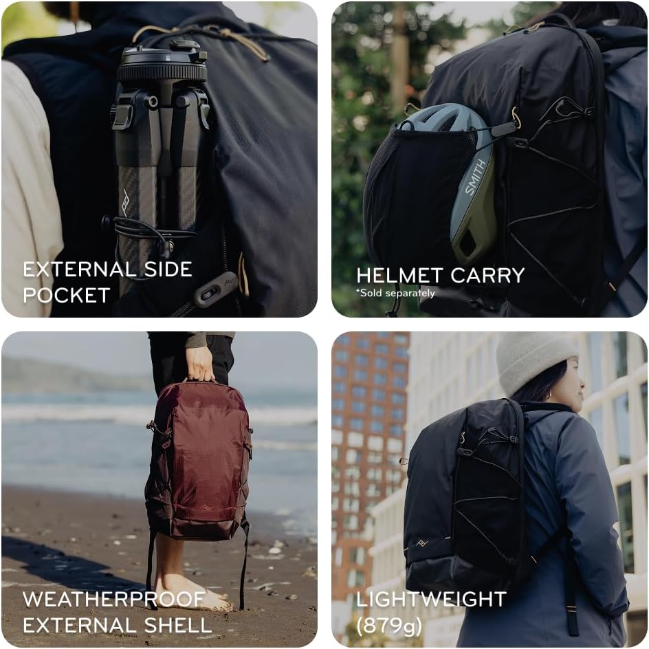 Peak Design Outdoor Backpack 18L, Eclipse, Compact & Lightweight Frameless Daypack, 270-Degree Rear Zip, Ideal for Day Hikes, Hydration, Camera Carry & Commuting, Versatile Backpack for Men and Women