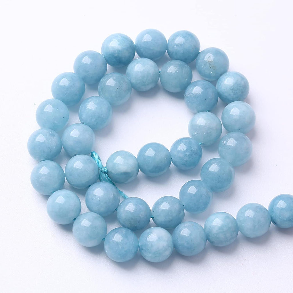 90PCS 8MM Blue Aquamarine Jade Loose Beads for Jewelry Making DIY Bracelet 2 Strands