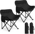 2 Pack Folding Camping Chairs Portable, Black, Solid Color