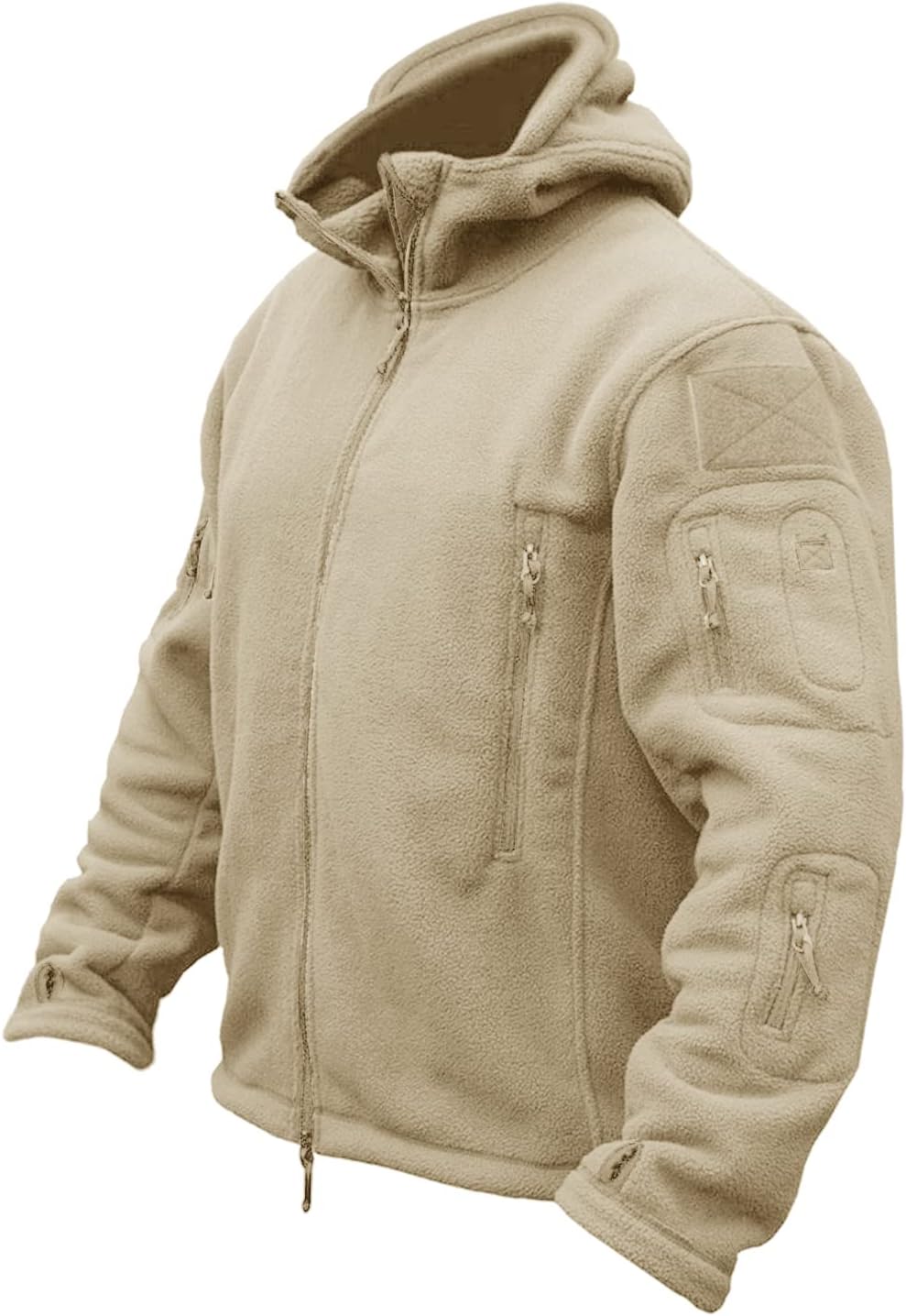 CRYSULLY Men's Military Tactical Sport Warm Fleece Hooded Outdoor Adventure Jacket Coats