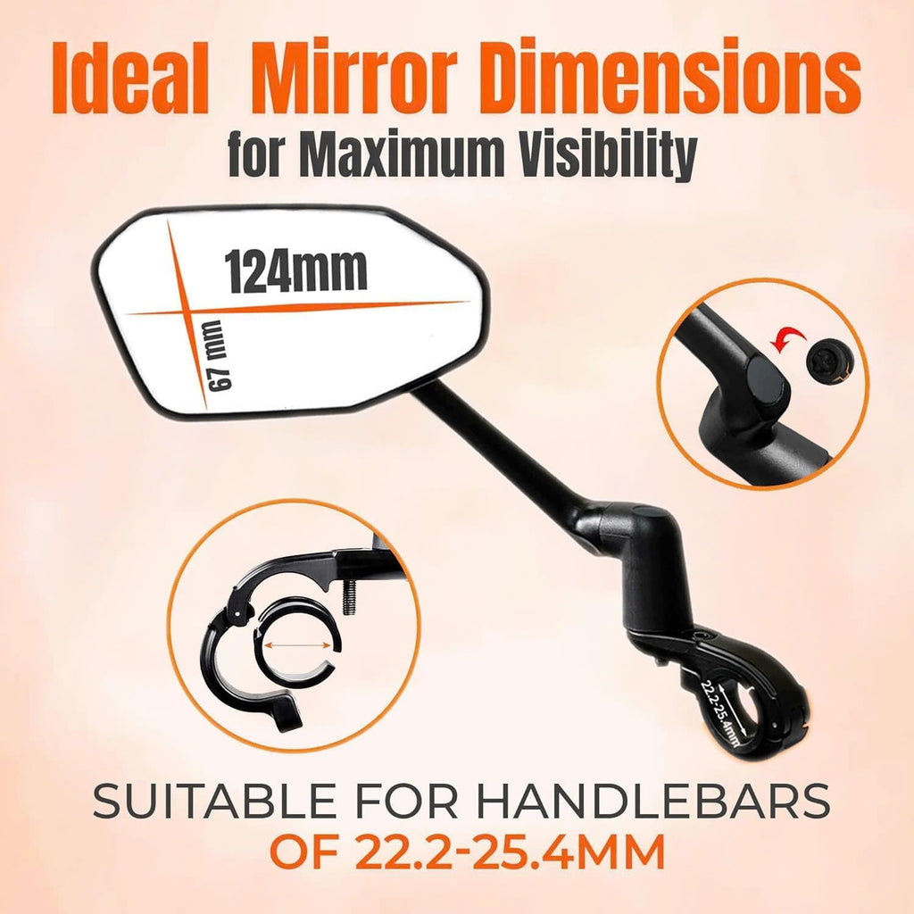 Xnito Handlebar Bike Mirror 1-Pcs, Large HD Field Of Vision, Aluminum Alloy Bike Mirror Handlebar Mount, Adjustable and Rotatable, Anti-shake Bicycle Rear View Mirror, Ebike accessories (Right)