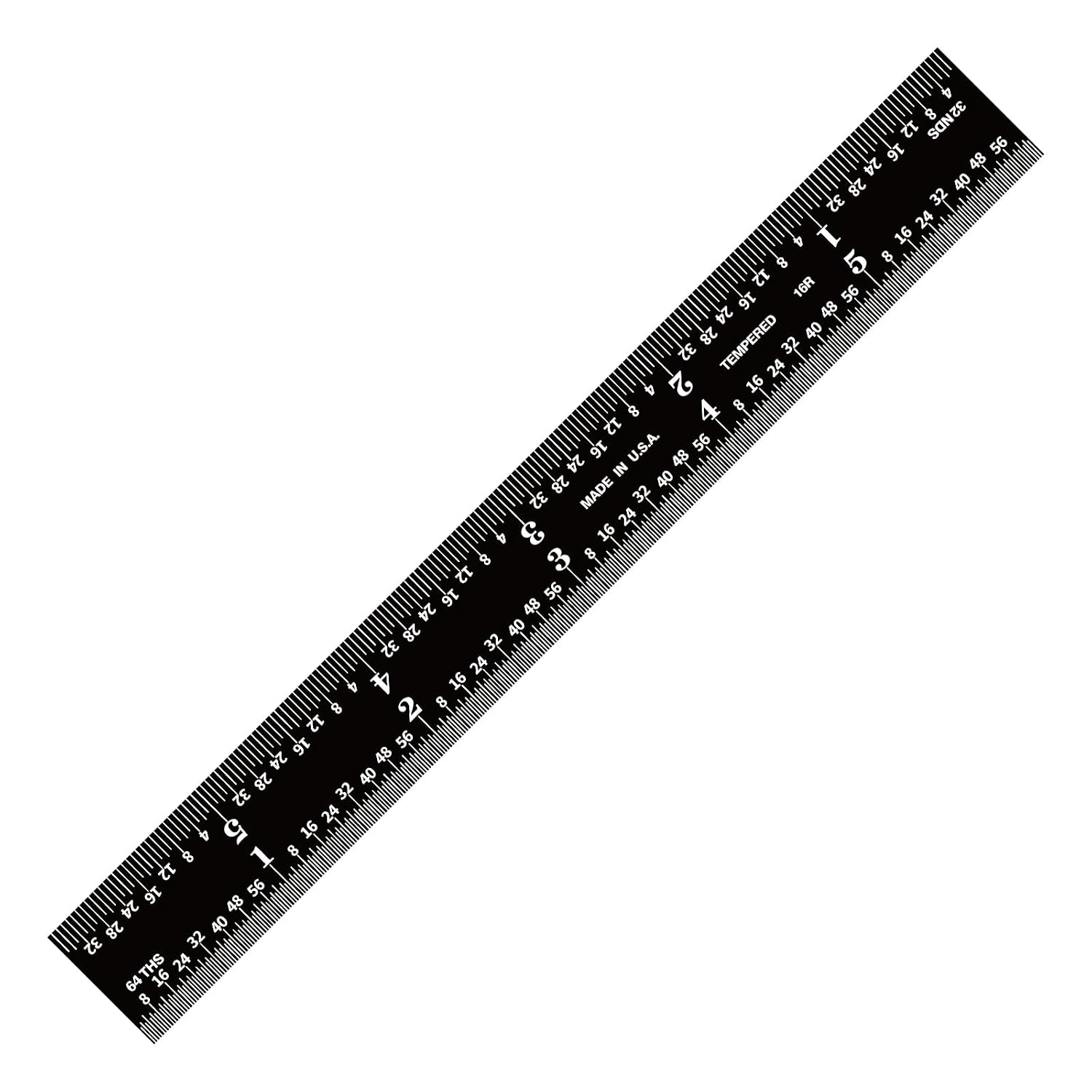 PEC Tools 6-inch Metal Ruler, Stainless Steel with Black Chrome Finish, 16R Graduation (1/32", 1/64", 1/50", 1/100") High-Precision, High Wear Resistance, High Contrast, Machinist Rule, Made in USA