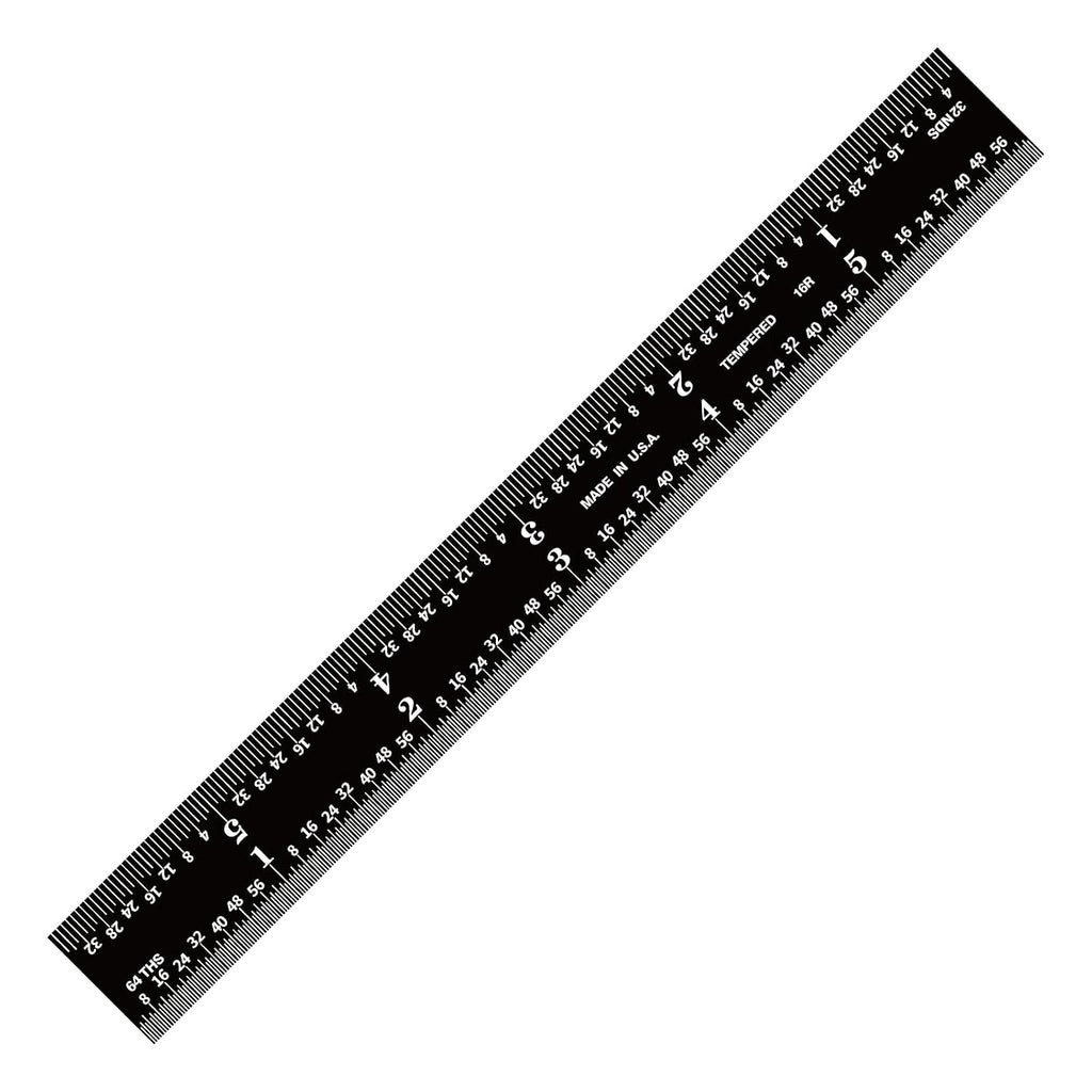 PEC Tools 24" Flexible Metal Ruler, Stainless Steel with Black Chrome Finish, High Contrast,16R Graduation (1/32", 1/64", 1/50", 1/100"), Easy to Read Machinst Rule for Professionals, Made in USA
