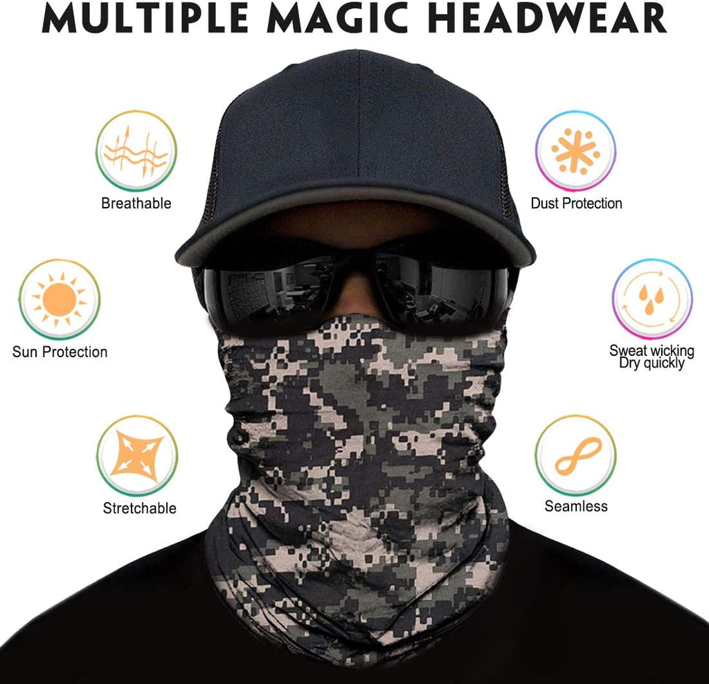 Neck Gaiter for Men Women Headwear Bandana Head Wrap Face Scarf Mask Cover Warmer Balaclava-Seamless & Versatile
