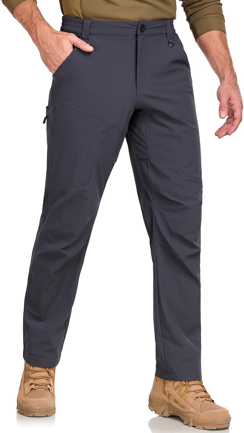 SPOSULEI Mens Lightweight Cargo Hiking Outdoor Quick Dry Work Tactical Pants 6 Pockets Water Resistant Fishing Travel Pants
