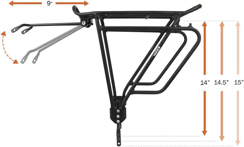 Ibera PakRak Touring Bicycle Seatpost/Disc/Non/Disc Rack and Quick Release Bag (Non-Disc Brake Rack + Trunk Bag with Expandable Panniers)