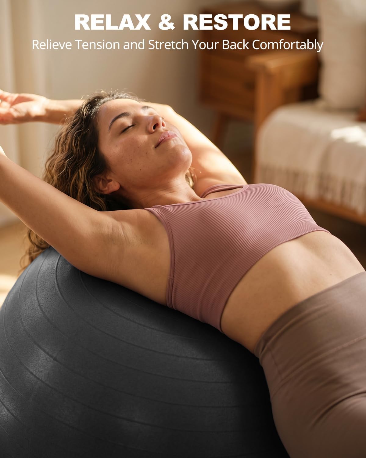 Trideer Yoga Ball for Exercise, Pilates, Core & Balance Training, Stability Ball for Pregnancy & Birthing Prep, Physical Therapy, Daily Stretching, Office Chair for Active Sitting, Quick Pump Included