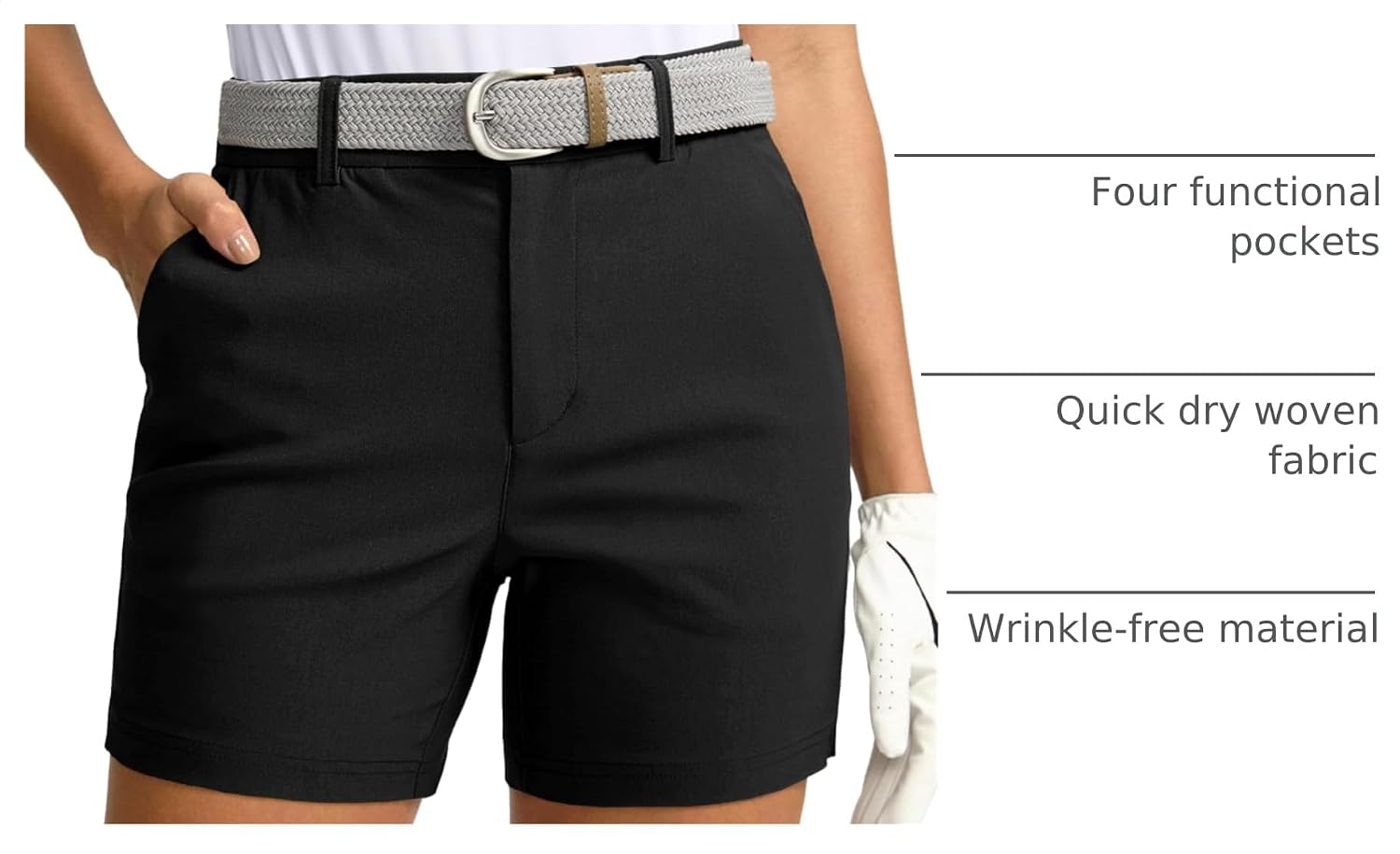 SANTINY Women's 5" Golf Shorts with Pockets Quick Dry Work Hiking Shorts