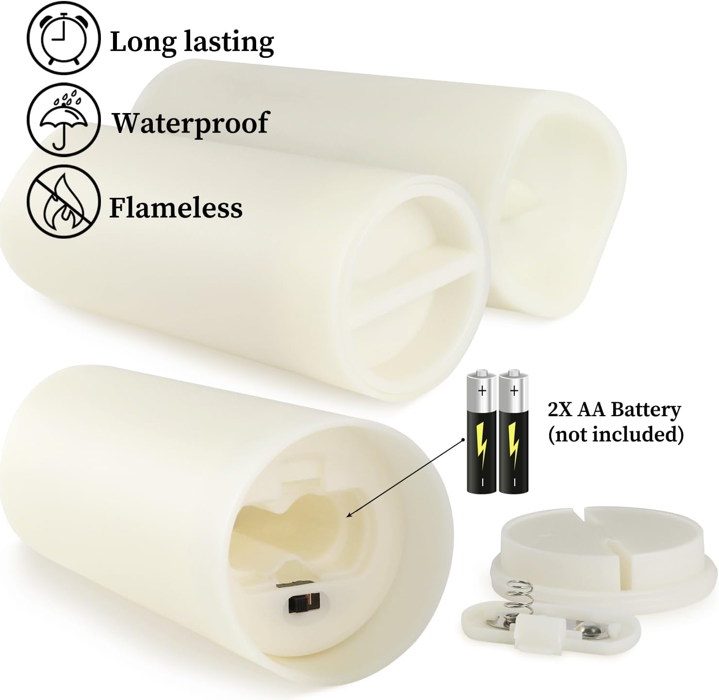 36 Pack Waterproof Flameless LED Candles - Outdoor Battery Operated Candles with Remote & Timer, Realistic Flickering Flame, Safe for Porch, Patio, Weddings, Parties & Home Decor