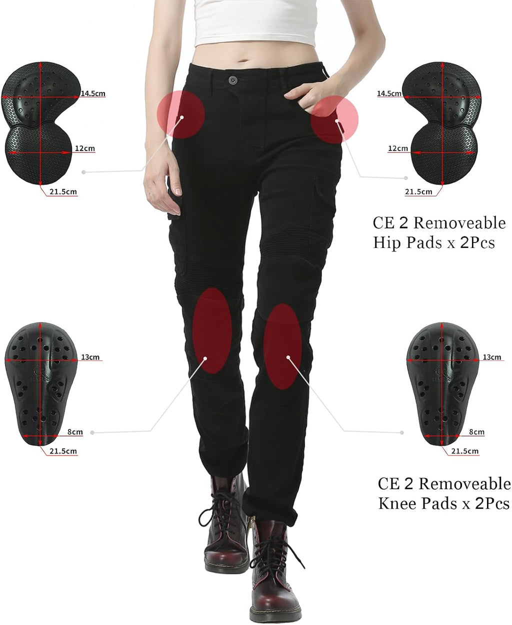 LOMENG Motorcycle Riding Pants Women with CE Level 2 Removable Armor