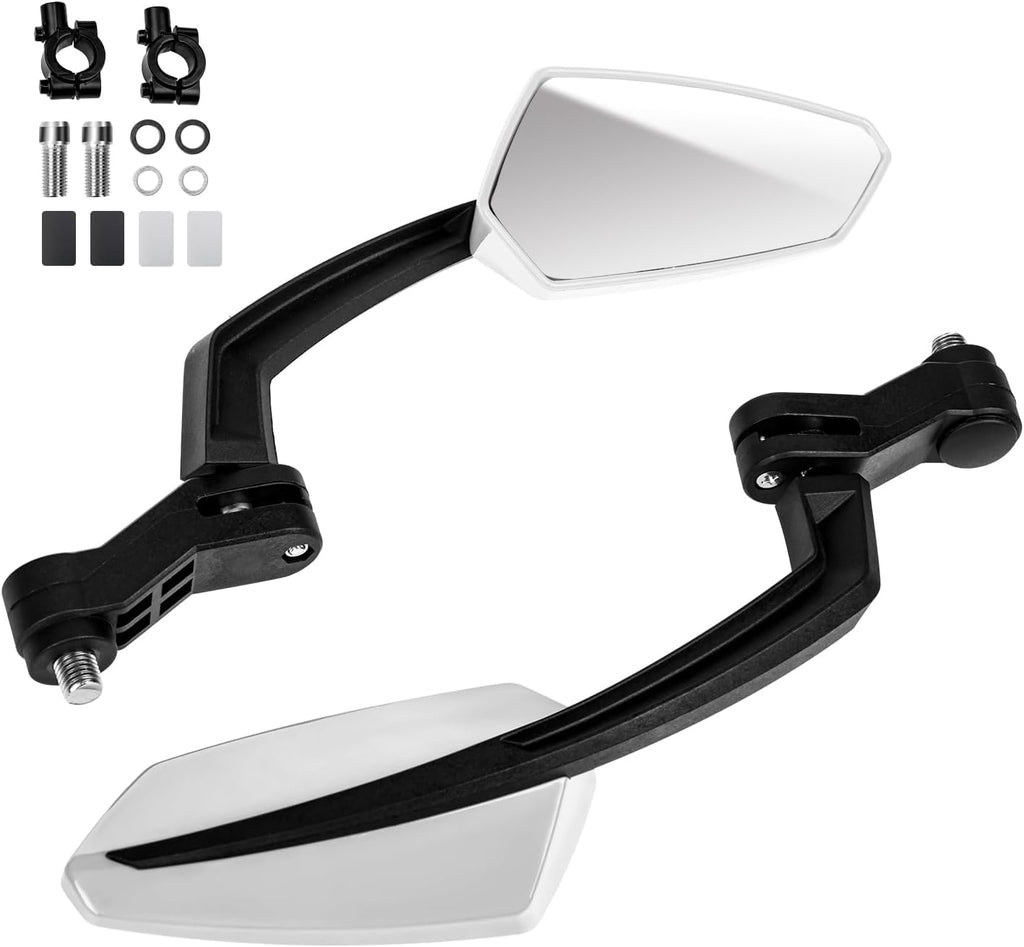 Zycle Bike Mirror, 1 Pair EBike Mirrors for Handlebars, 360° Adjustable Bicycle Rear view Mirrors, 22.2 Universal Bike Accessories (White)