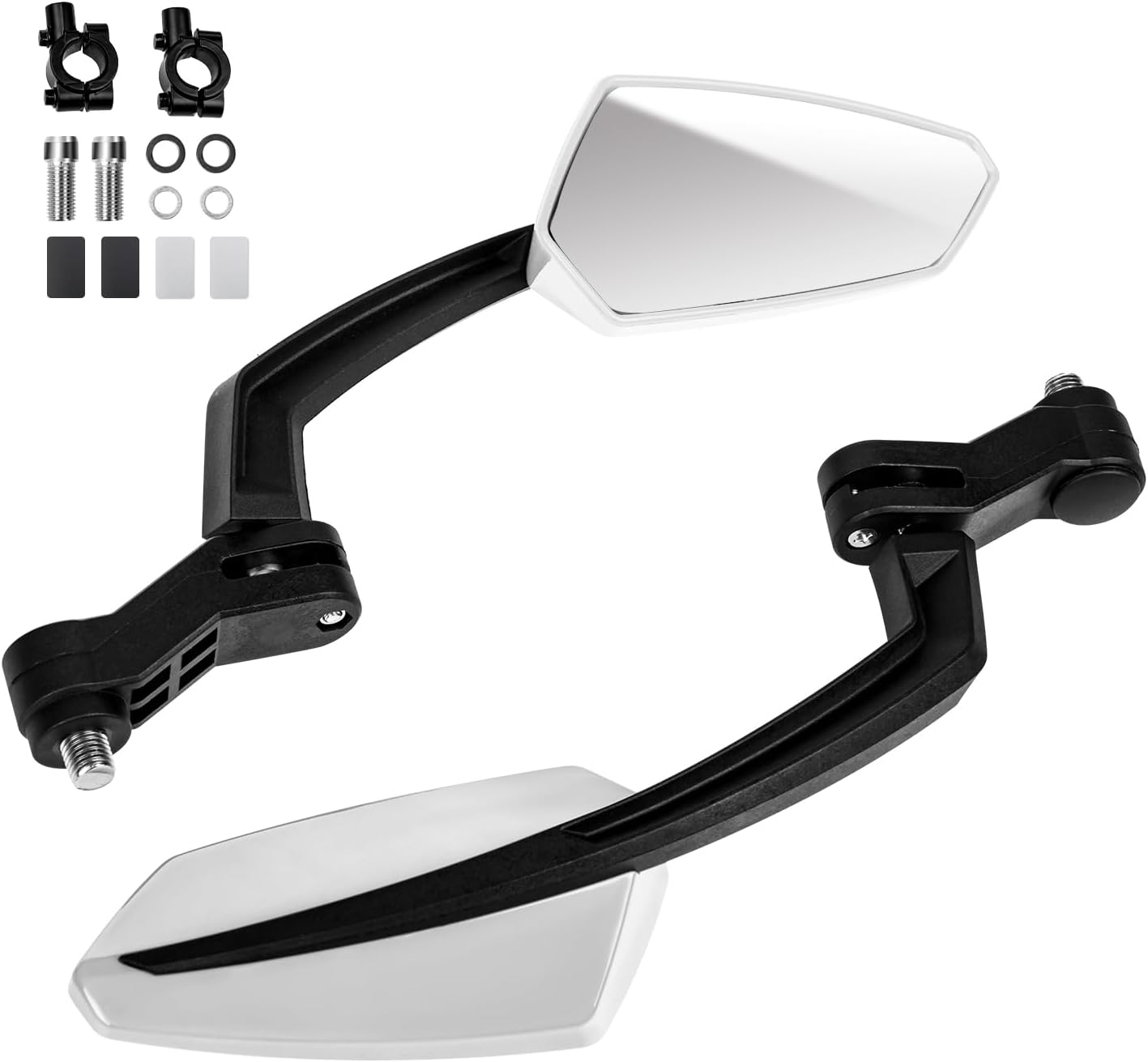 Zycle Bike Mirror, 1 Pair EBike Mirrors for Handlebars, 360° Adjustable Bicycle Rear view Mirrors, 22.2 Universal Bike Accessories (White)