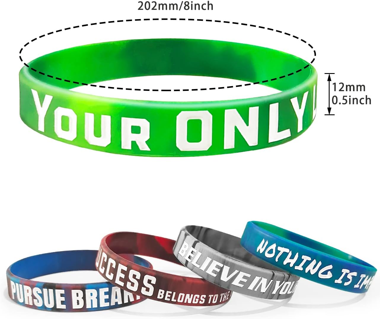 QEERBSIN Motivational Wristbands Inspirational Silicone Bracelets