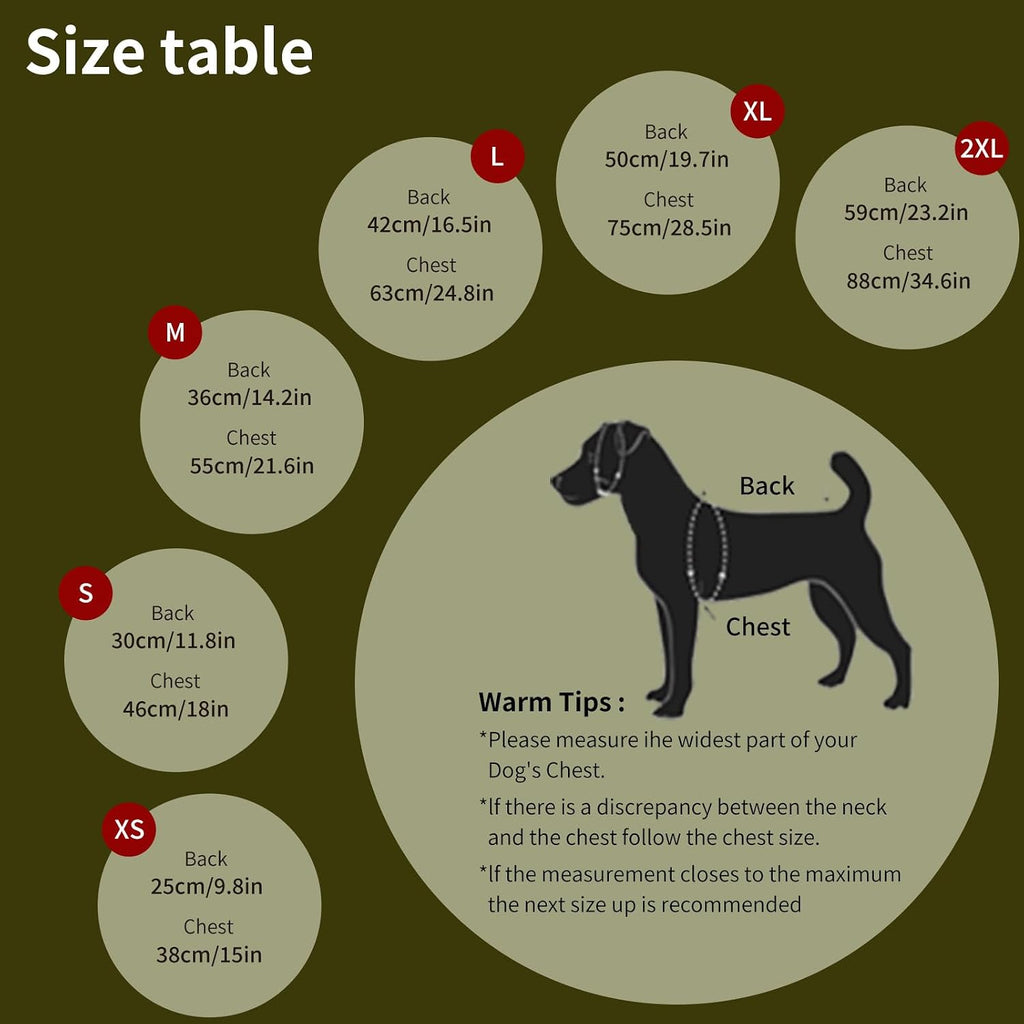 Warm Dog Winter Coat, Dog Cold Weather Jacket with Built-in Harness, Reflective & Adjustable Comfortable Pet Vest, Windproof Apparel for Small Medium Large Dogs (Green)