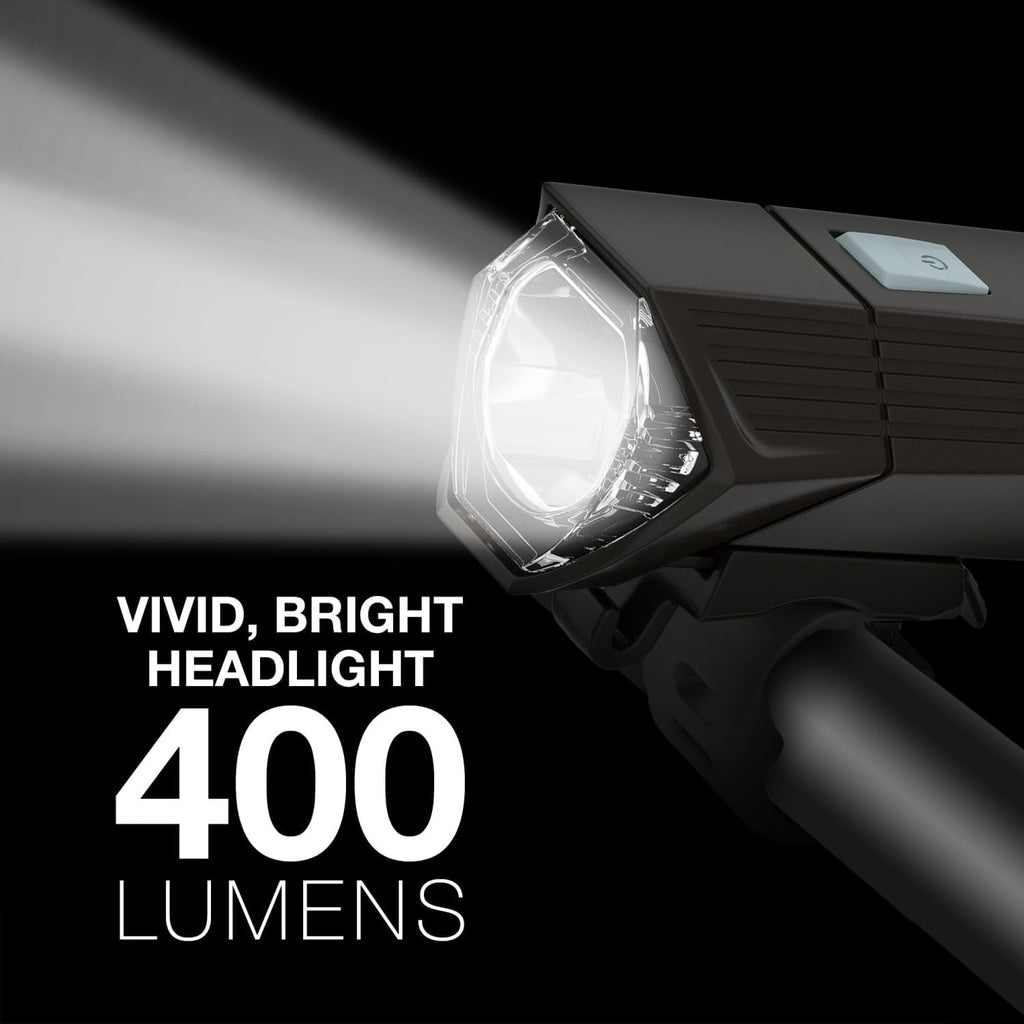 Energizer X400 Rechargeable Bike Light, IPX4 Water Resistant, Compact and Lightweight Design, Front Clip Light and Rear LED Light for Visibility Black