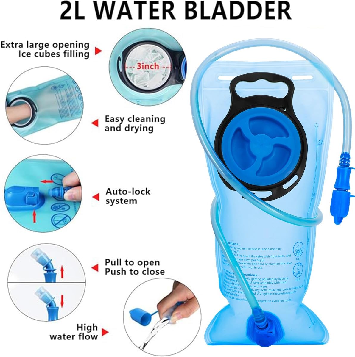 Hydration Pack Thermal Insulated Hydration Backpack with 2L BPA Free Leak-Proof Water Bladder, Daypack Perfect for Running, Cycling, Hiking, Climbing-Keep Liquids Cool Up to 4 Hours