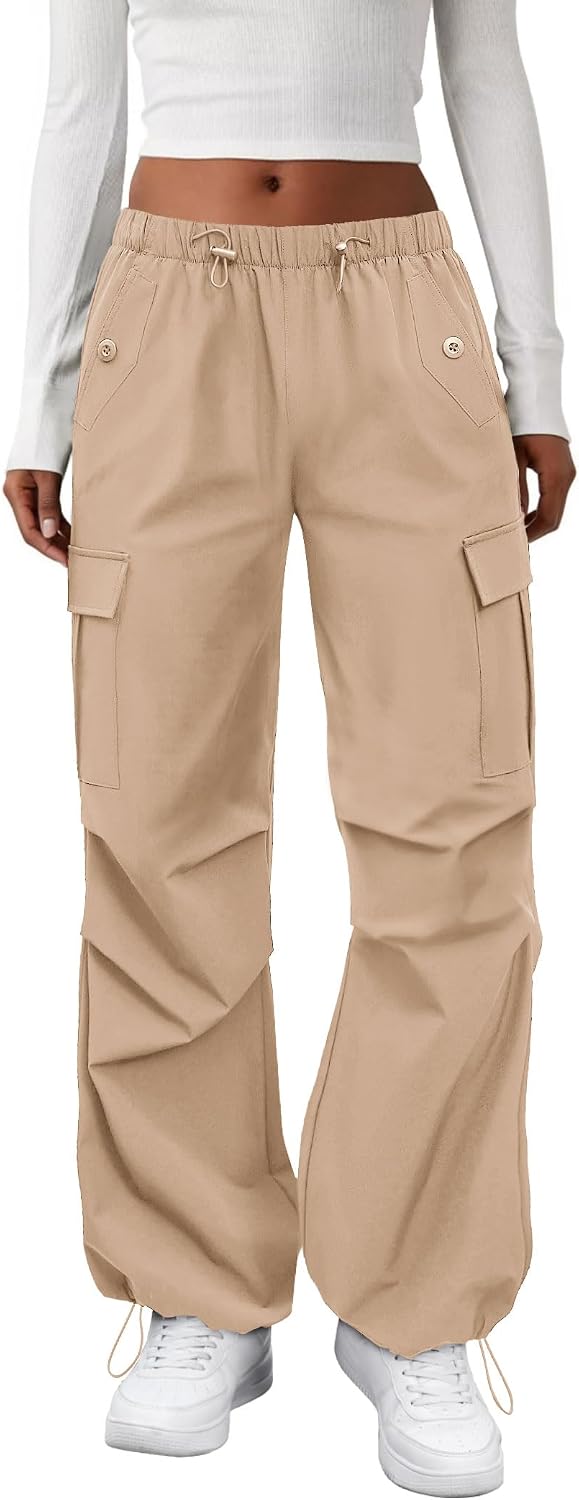 COPYLEAF Cargo Pants Women Parachute Baggy Hiking Pants with Pockets Travel