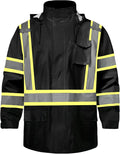 SKSAFETY Hi Vis Safety Rain Jacket for Men, Construction Work Rain Gear Heavy Duty Class 3 Rain Coat Waterproof Lightweight