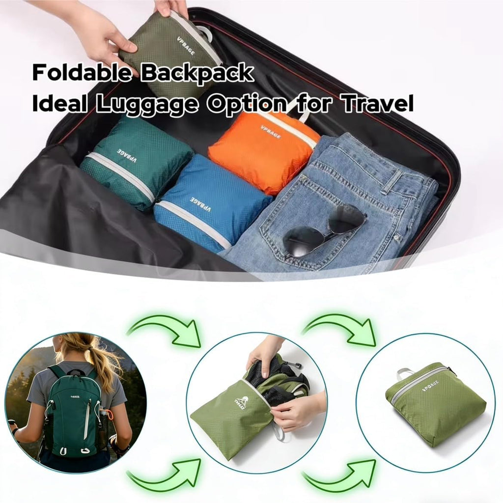 VPBAGE 15L Water-resistant Hiking Daypack for Women, Small Backpack Travel Outdoor, Lightweight Day Pack with Tool Loops