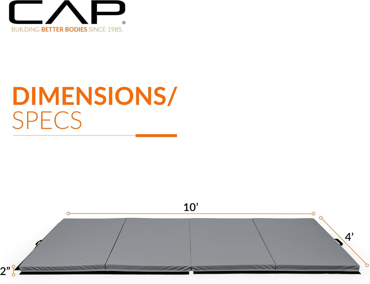 CAP Barbell All Purpose Folding Anti Tear Exercise Training Aerobic Fitness Gym & Gymnastics Balance Mat | 10' x 4' Multiple Colors and Thickness Options