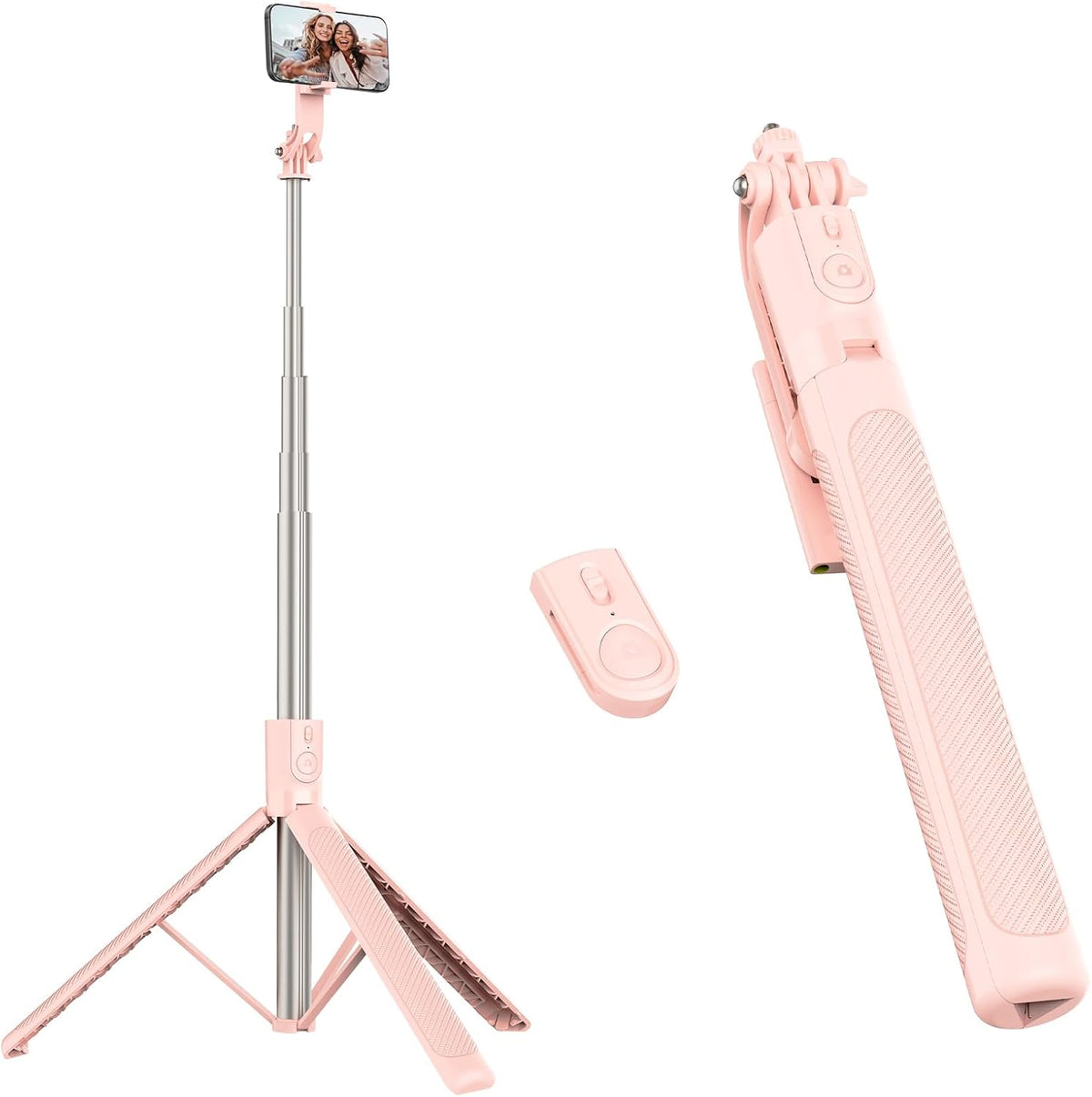 71” Phone Tripod & Selfie Stick, Portable All in One Extendable Cell Phone Tripod Stand, with Wireless Remote Control for iPhone/Samsung/Android/Camera
