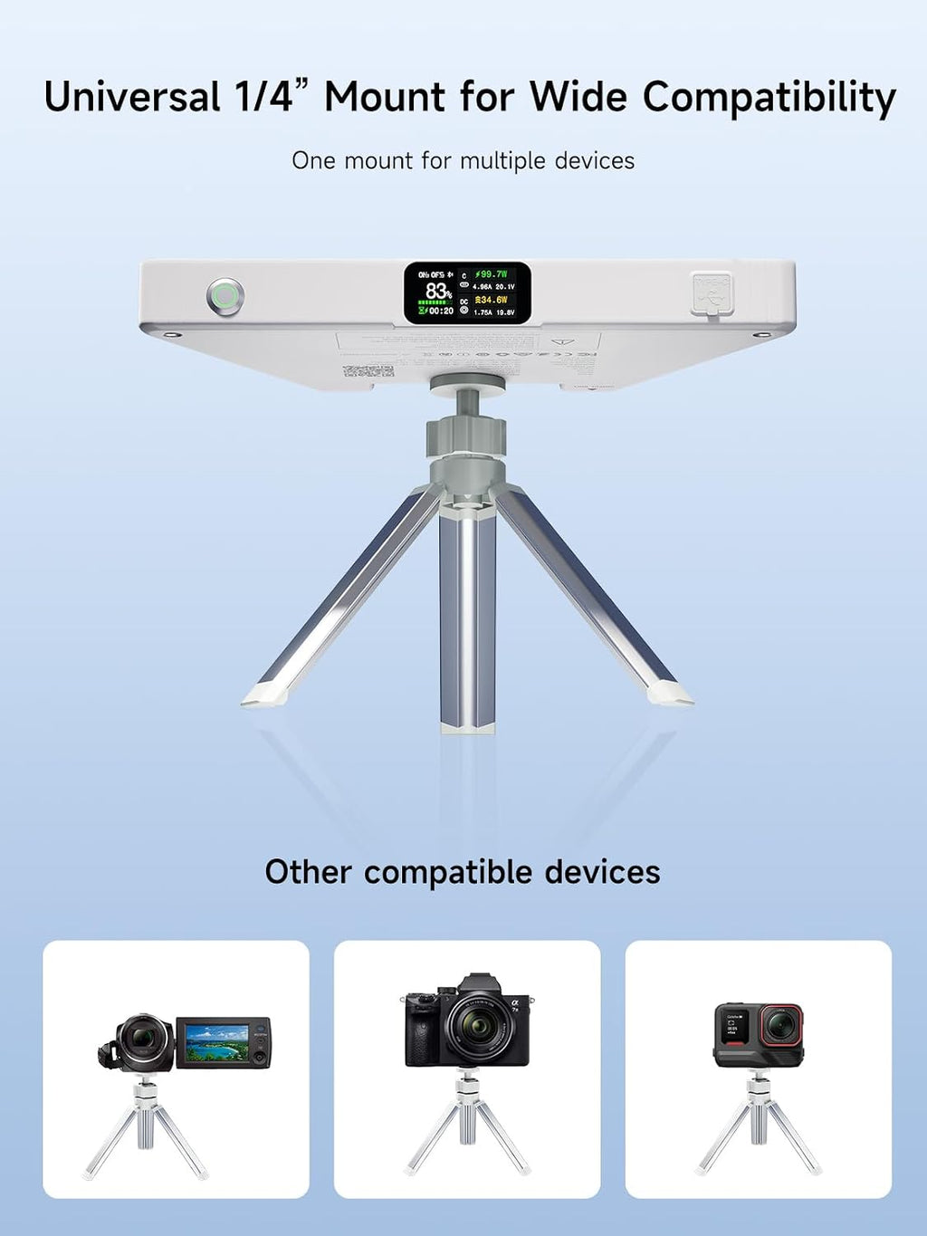 Tripod Stand with 1/4” Screw, 360° Adjustable Portable Tripod