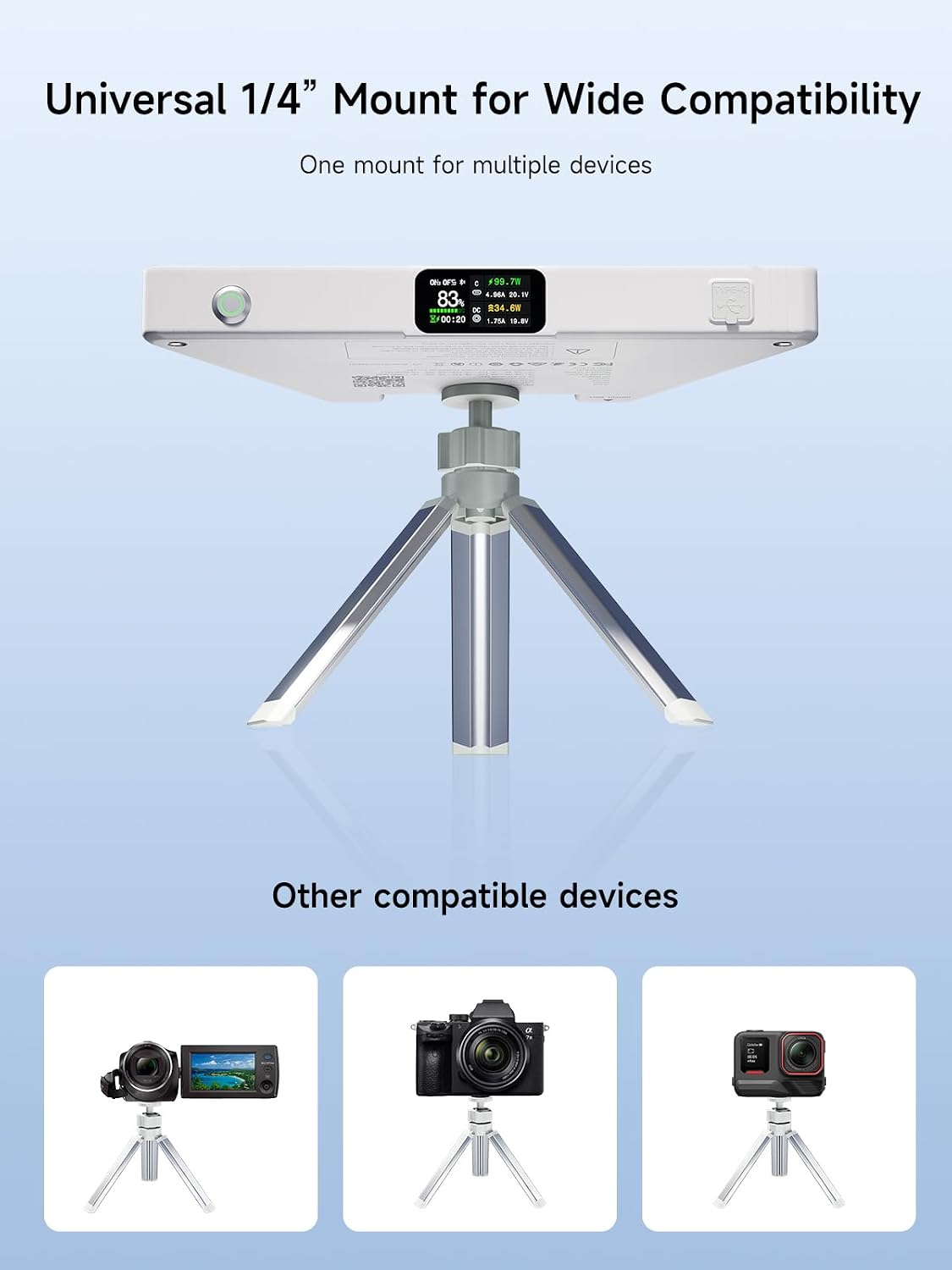 Tripod Stand with 1/4” Screw, 360° Adjustable Portable Tripod