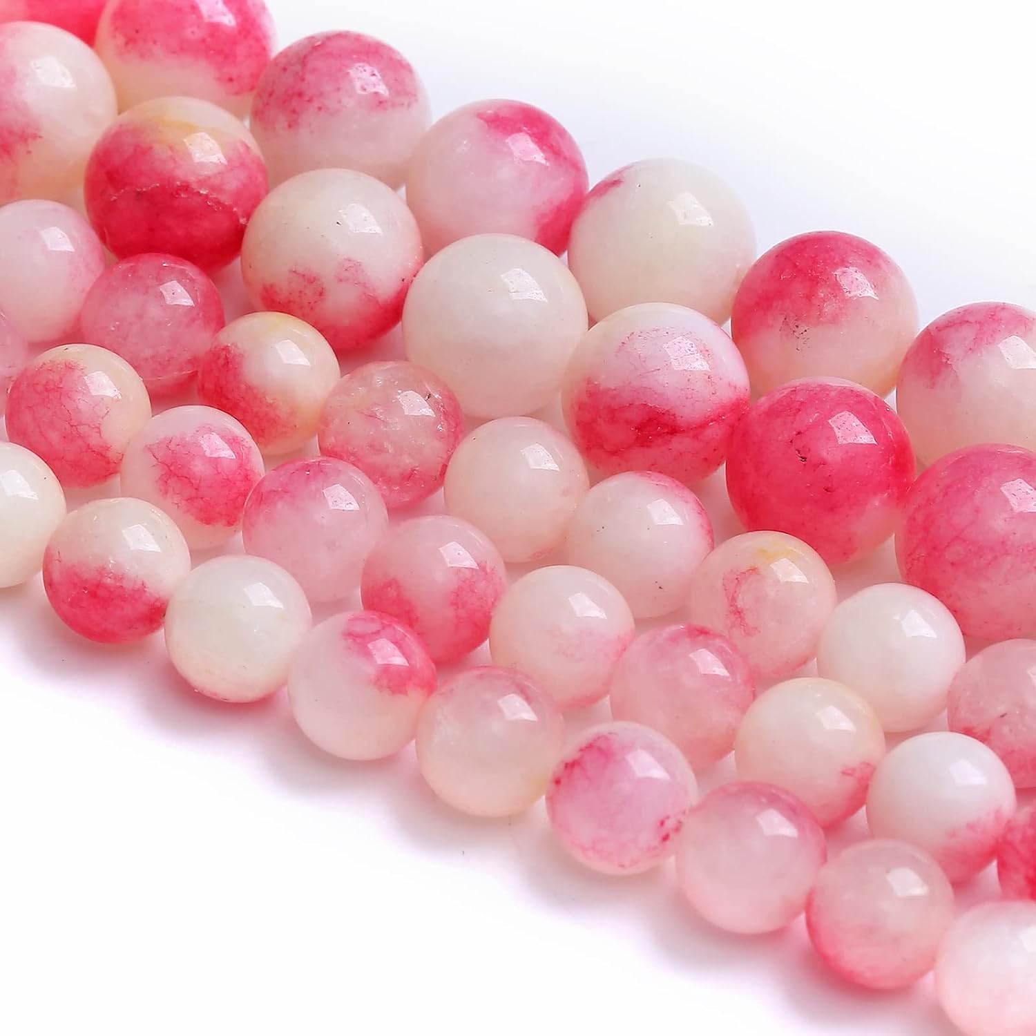 120PCS 6MM Pink Tourmaline Jade 2 Strands Stone Beads for Jewelry Making DIY Bracelet Necklace