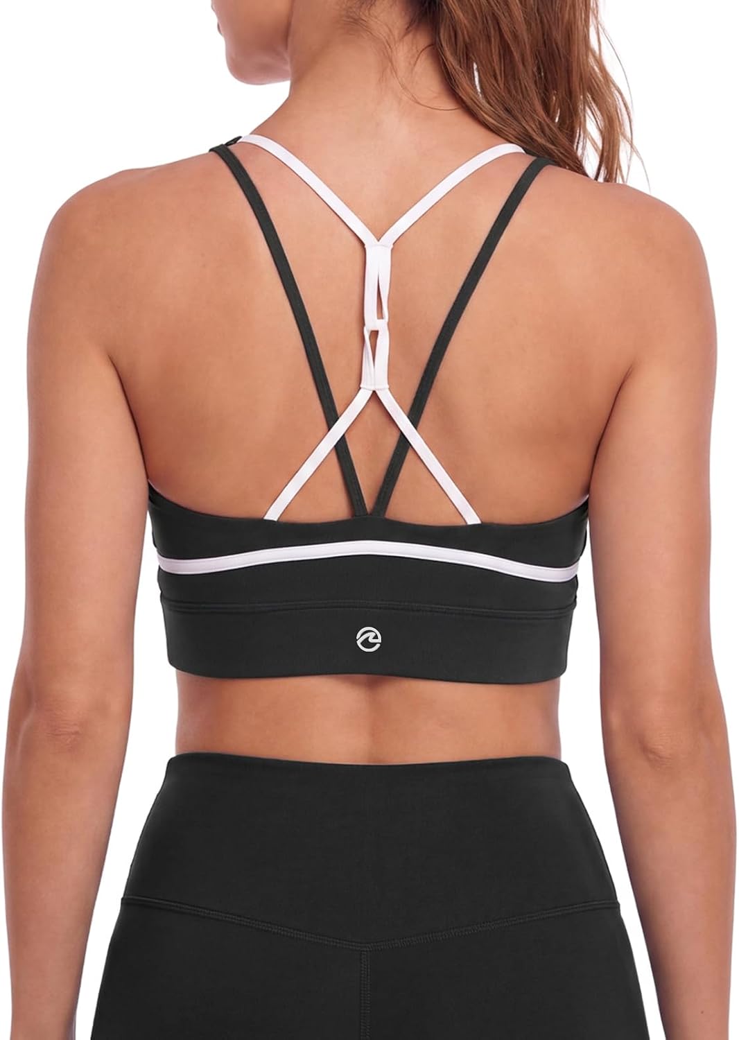 Aoysky Womens Strappy Sports Bra Padded Criss Cross Color Block Workout Top