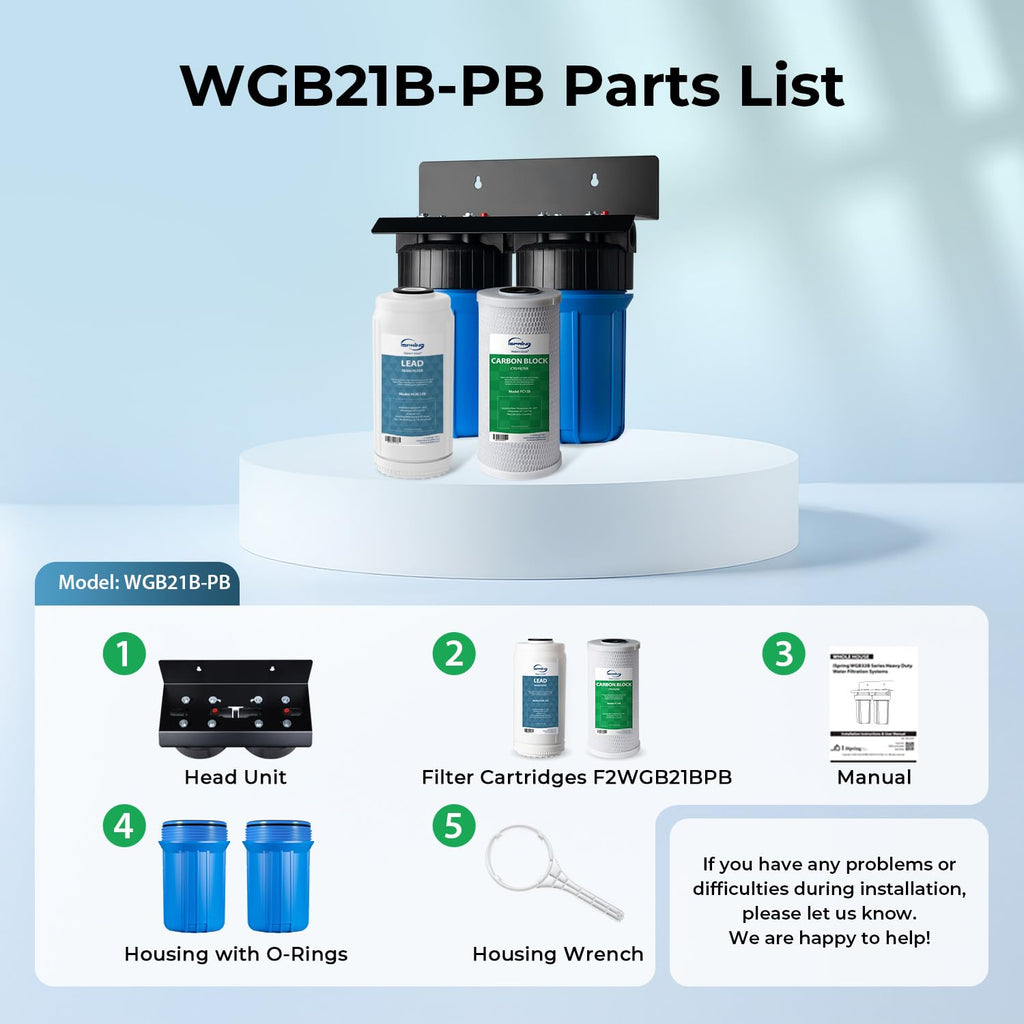 iSpring WGB21B-PB 2-Stage Lead & Chloramine Whole House Water Filter System