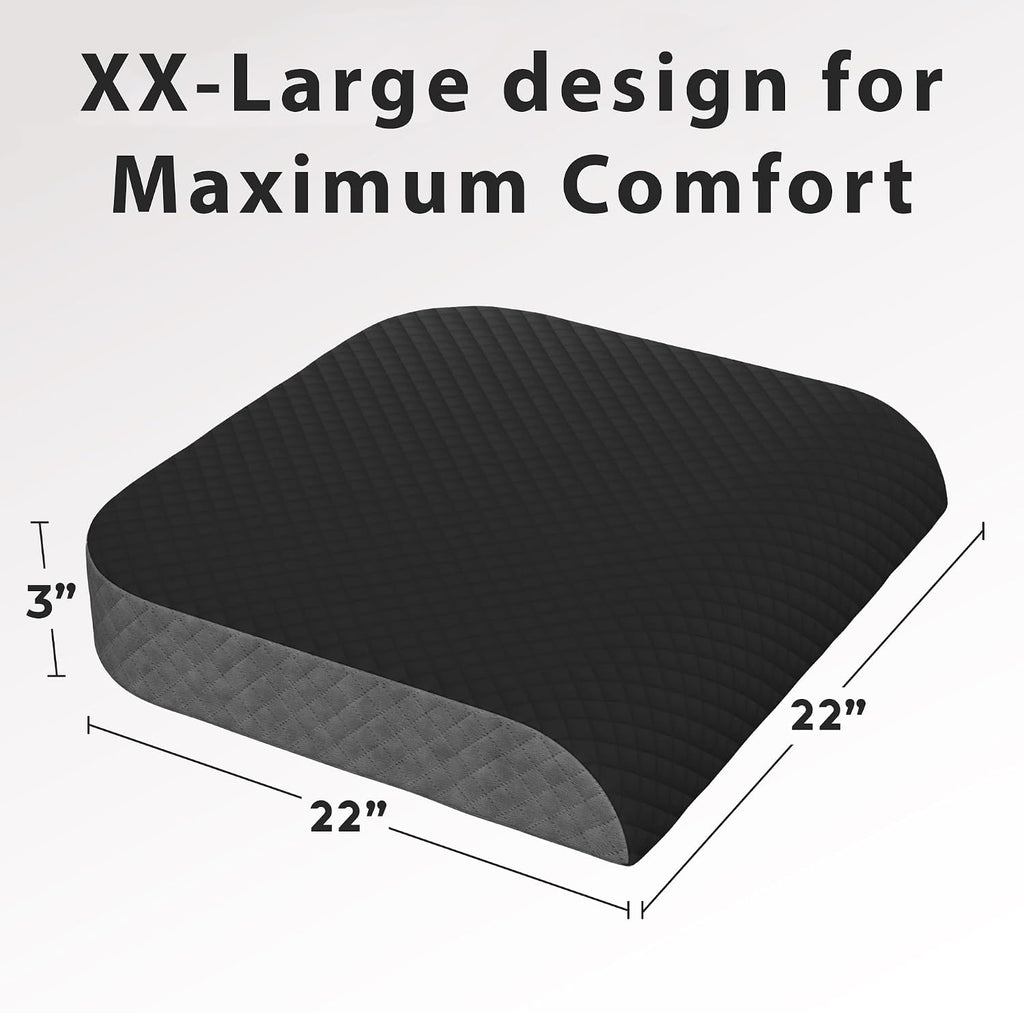 Kölbs Extra Large Seat Cushion Stylish Plush Velvet Cover XL Memory Foam for Office Chair, Floor Pillow Back Pain Coccyx Bruise Relief Carry Handle