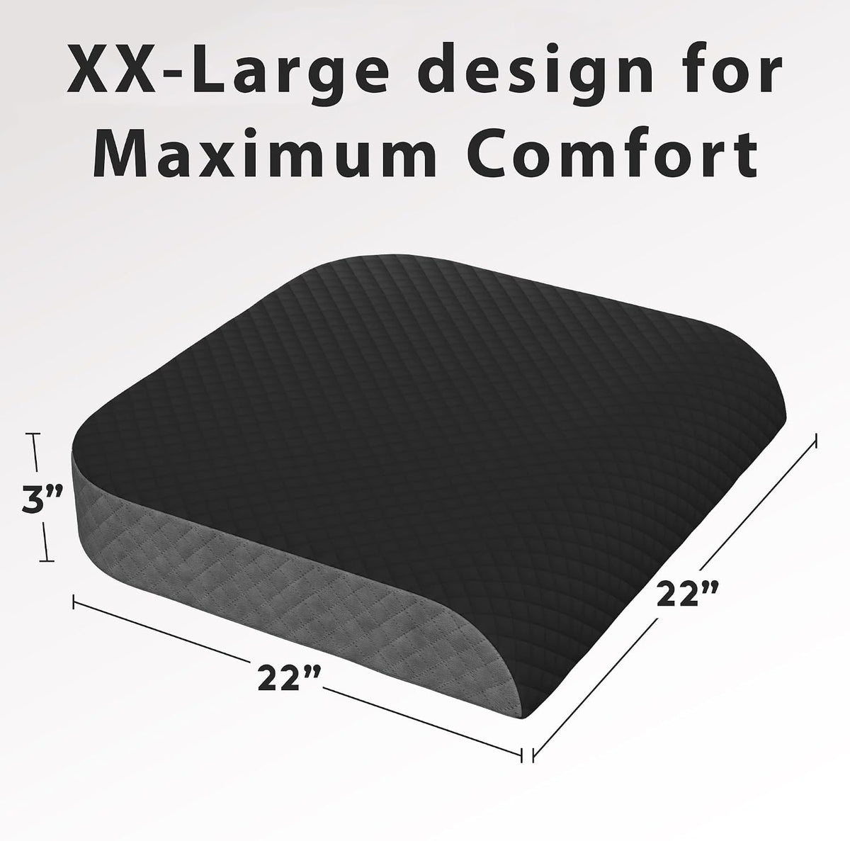 Kölbs Extra Large Seat Cushion Stylish Plush Velvet Cover XL Memory Foam for Office Chair, Floor Pillow Back Pain Coccyx Bruise Relief Carry Handle