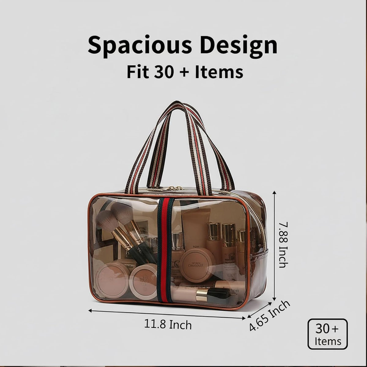 ANIS·KEBBR Retro Clear Makeup Bag, Waterproof Large Zipper Toiletry Organizer for Travel