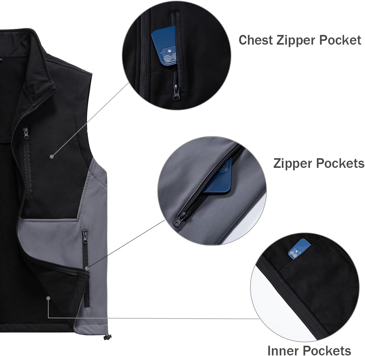 Msmsse Men's Outerwear Lightweight Vest Standing Collar Puffer Sleeveless Jacket for Hiking Running Golf