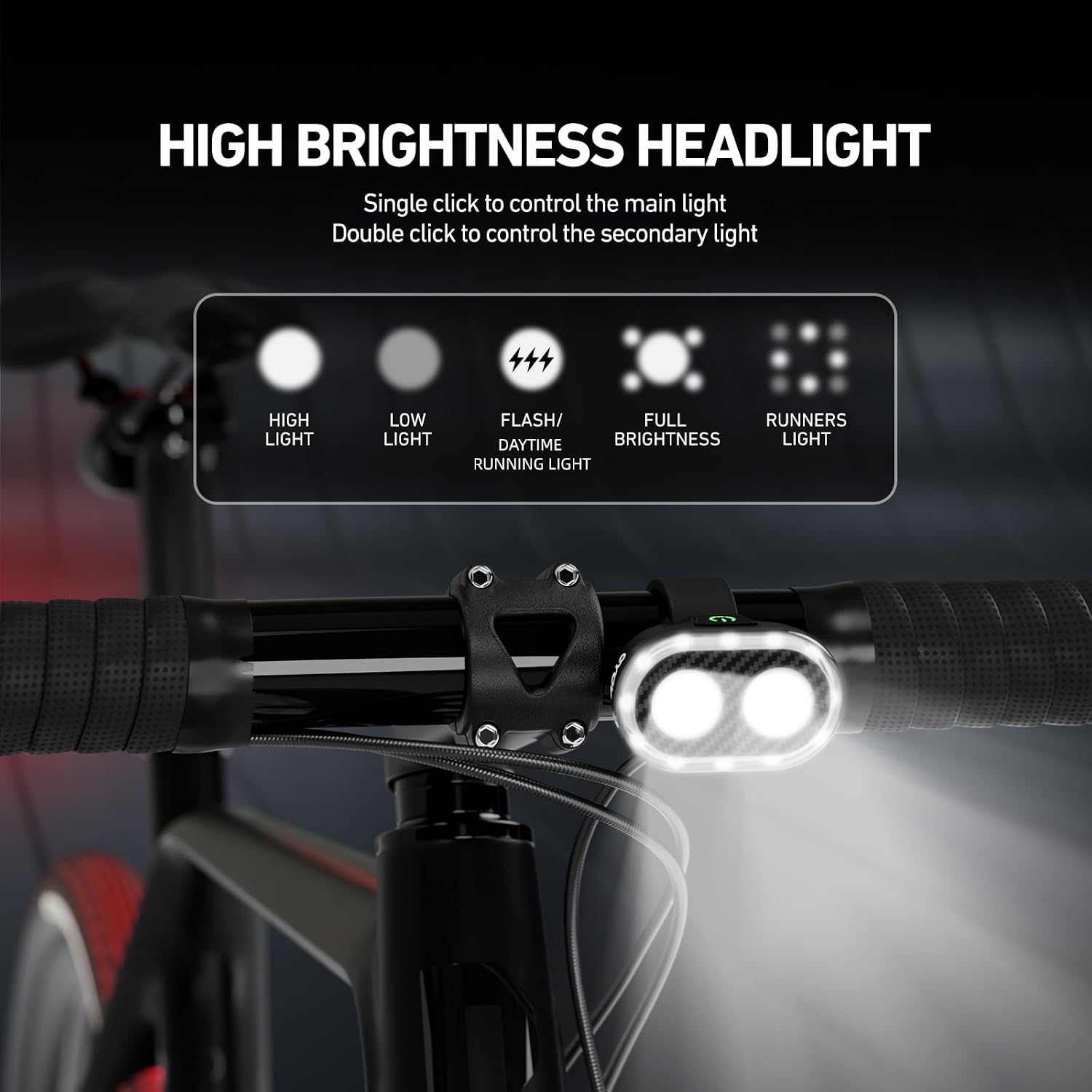 Bike Lights Front and Rear, Smart Headlight and Tail Light, 11+20 Modes Brake Sensing Bicycle Back Lights USB Rechargeable Bike Lights Set, Waterproof IP6, Cycling Safety Accessories