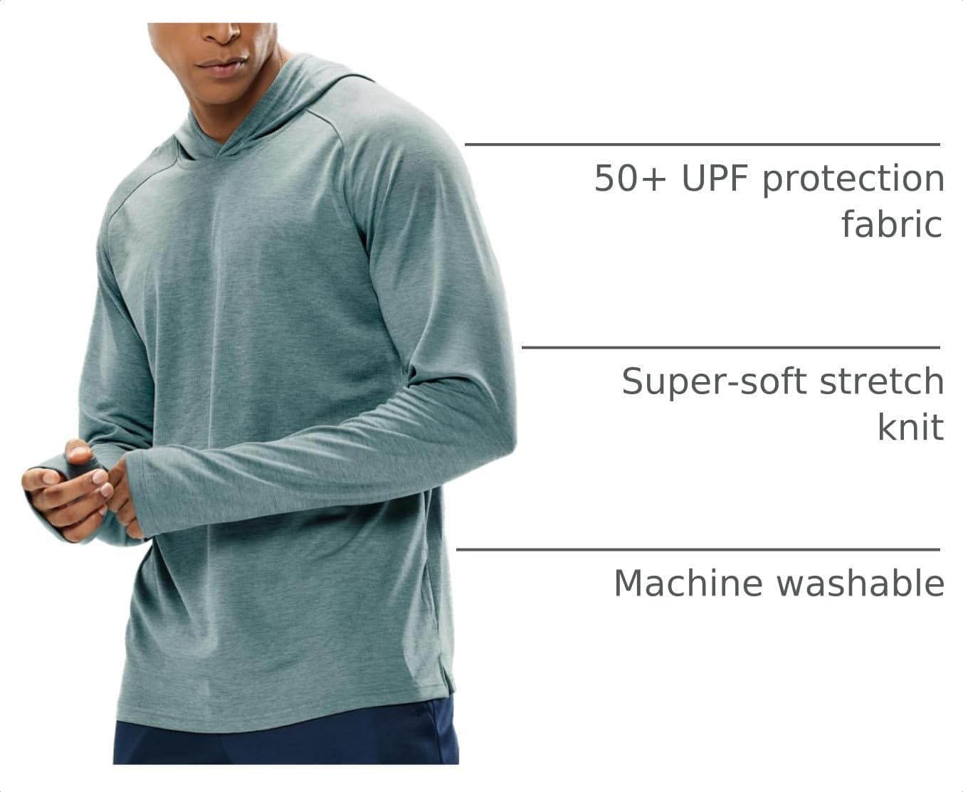 MIER Men's UPF 50+ Sun Hoodie Quick Dry Long Sleeve Shirts, Lightweight