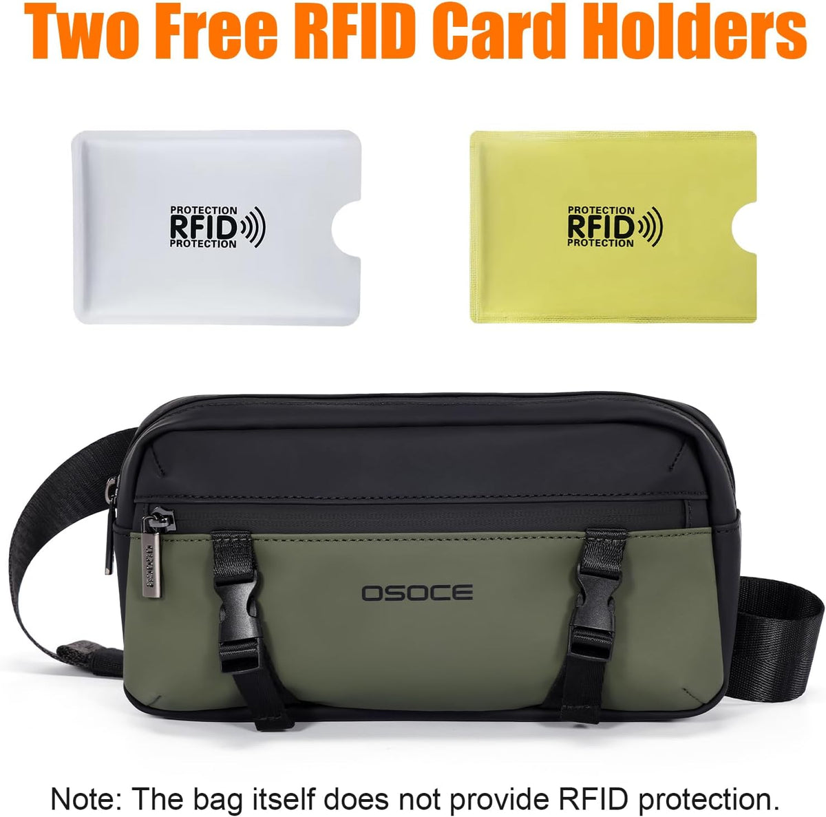 OSOCE Fanny Bag for Men, Waist Bag Water-Resistant, Side Release Buckle, L