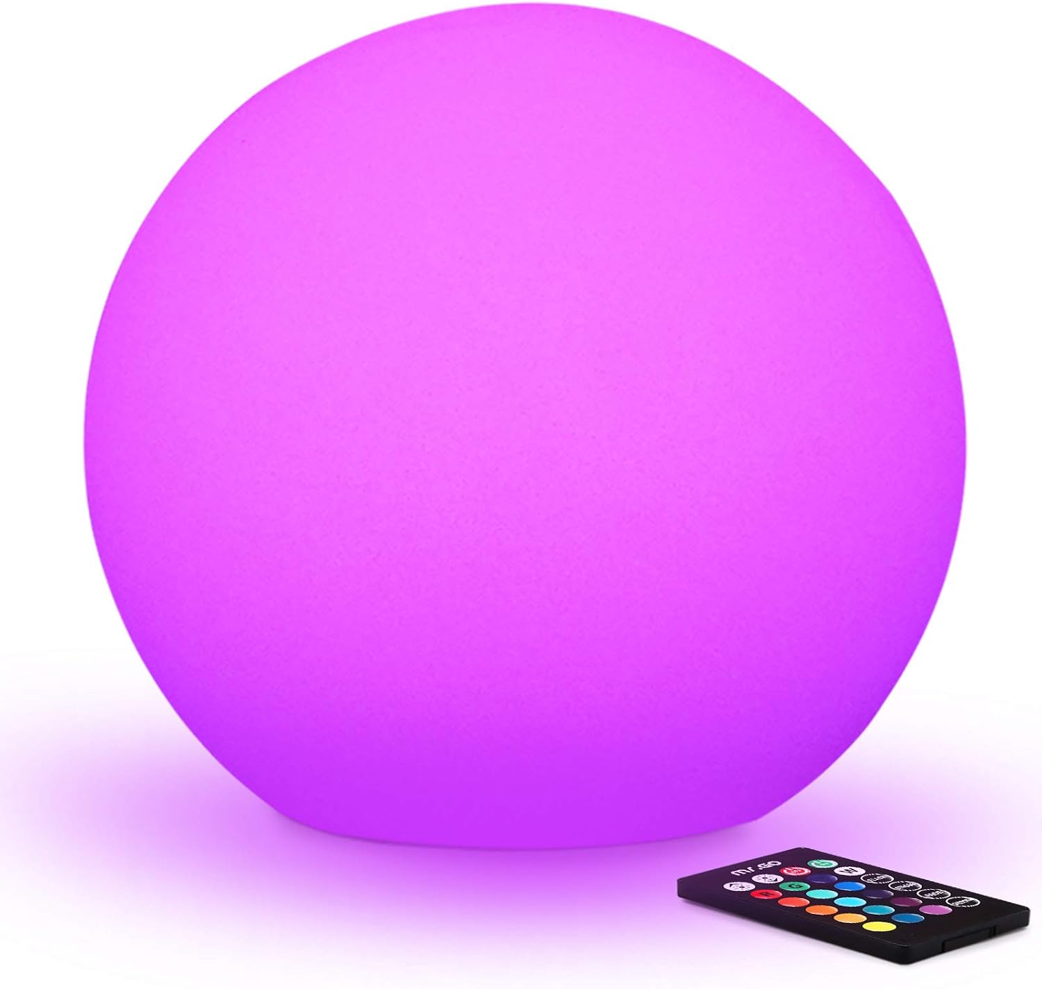 Mr.Go 8-inch Ultra-Fun LED Glowing Ball Light w/Remote, RGB Color Changing Globe Mood Lamp, 16 Colors 8 Brightness 4 Lighting Modes, Waterproof, Rechargeable & AC Adapter Power, Stunning Light Orb