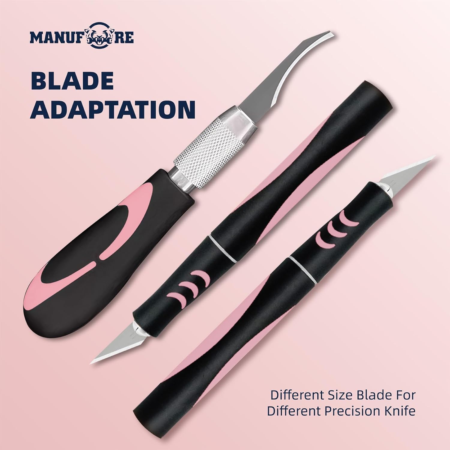 MANUFORE 34pcs Large Exacto Knife Set Craft Precision Knife Set Pink