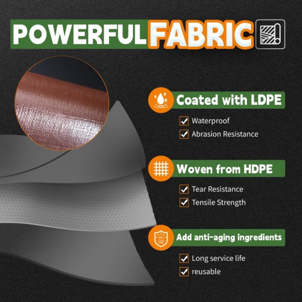 RAINDEWAY 6x15 Feet 18Mil Super Heavy Duty Tarp Waterproof Tarps Cover