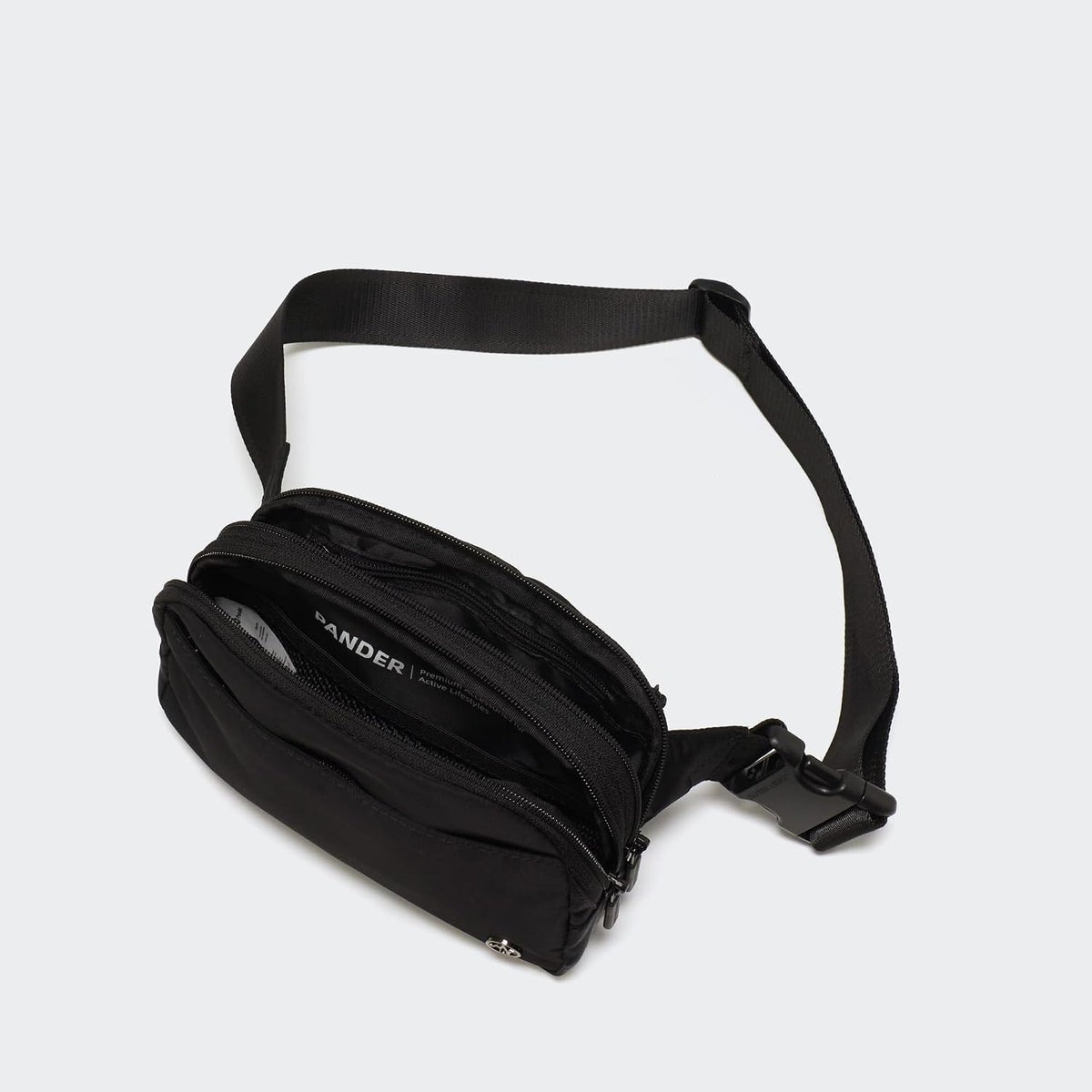 Pander Nylon Fanny Pack Belt Bag for Women with 5 Zipper Pockets