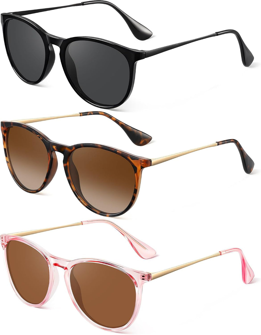 Polarized Round Sunglasses for Women Men with UV Protection