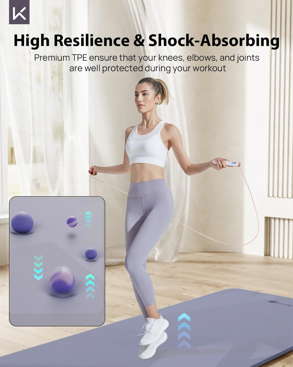 KEEP Extra Wide Yoga Mat, 7mm Thick 72" x 32" Exercise Mat