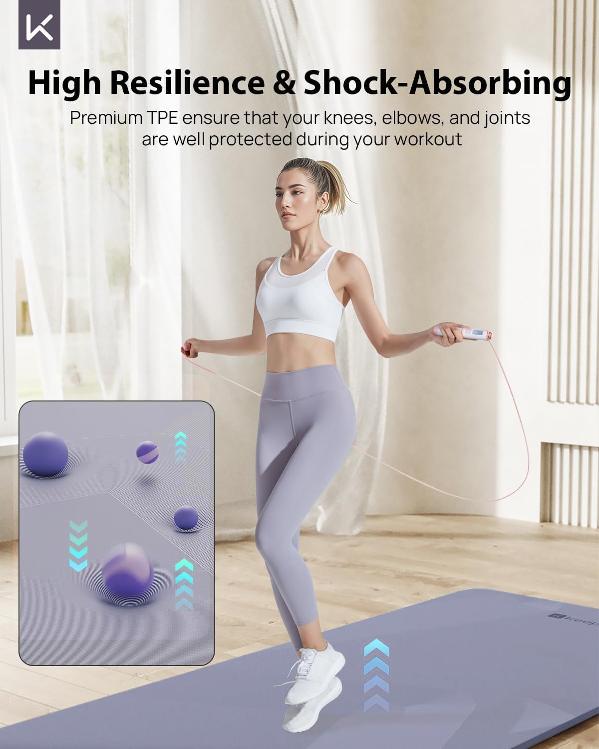 KEEP Extra Wide Yoga Mat, 7mm Thick 72" x 32" Exercise Mat