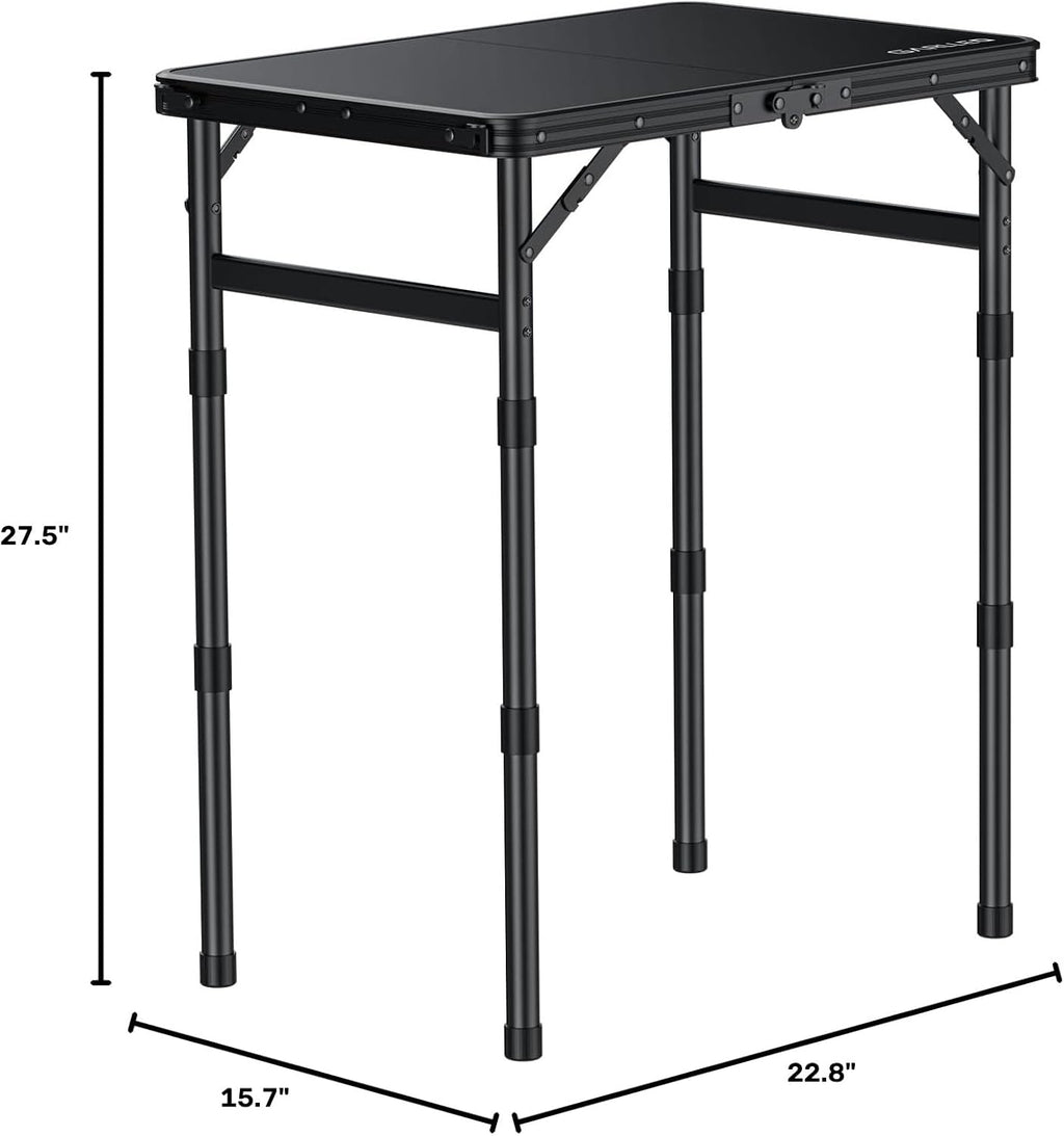 GARLLEN Waterproof Folding Camping Table with 3 Adjustable Height Max 27.5"