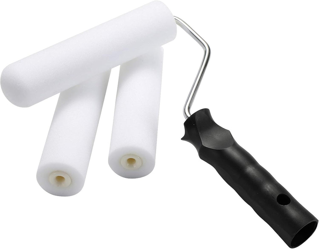 KUPOO 6" Foam Paint Roller Kit Mini Roller with Frame,Tray & 8 Refills